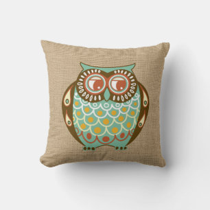 Herfst Owl op faux Burlap Pillow Kussen
