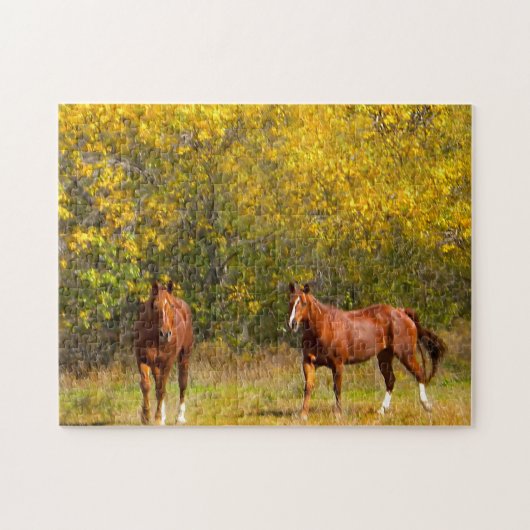 Herfst Paarden Legpuzzel (Horizontaal)