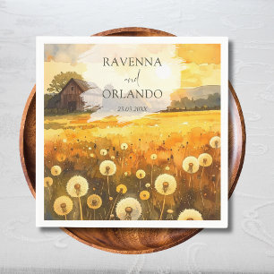 Herfst Paardenbloem Schuur Aquarel Kunst Bruiloft Servet