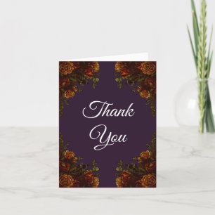 Herfst Paars Rustisch Sinaasappel Wedding Elegant  Bedankkaart