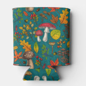 Herfst paddenstoelen, bladeren, noten en bessen op blikjeskoeler (Achterkant)