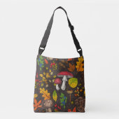 Herfst paddenstoelen, bladeren, noten en bessen op crossbody tas (Voorkant)