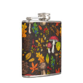 Herfst paddenstoelen, bladeren, noten en bessen op heupfles (Rechts)