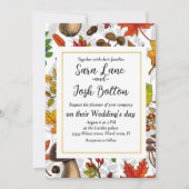 Herfst paddenstoelen, bladeren, noten en bessen op kaart (Voorkant)