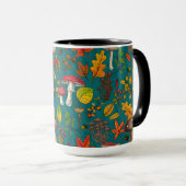 Herfst paddenstoelen, bladeren, noten en bessen op mok (Voorkant rechts)