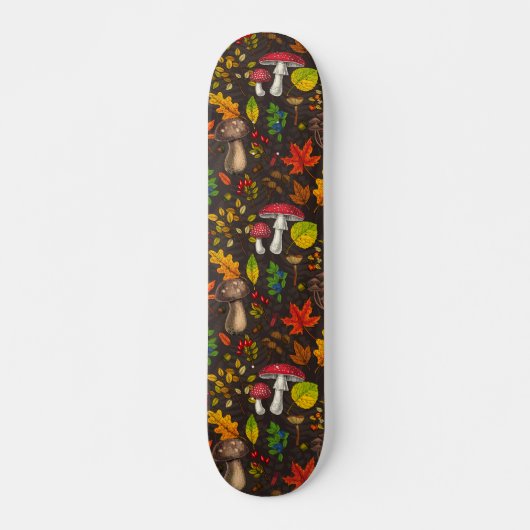 Herfst paddenstoelen, bladeren, noten en bessen op skateboard (Voorkant)