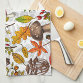 Herfst paddenstoelen, bladeren, noten en bessen op theedoek (Quarter Fold)