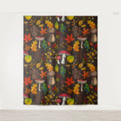 Herfst paddenstoelen, bladeren, noten en bessen op wandkleed (Voorkant)