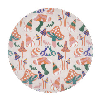 Herfst paddenstoelen, kleurrijk naadloos ontwerp. snijplank