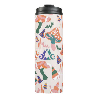 Herfst paddenstoelen, kleurrijk naadloos ontwerp. thermosbeker