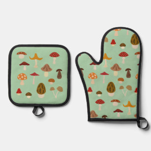 Herfst Paddenstoelen Oven Mitt & Pot Holder Set