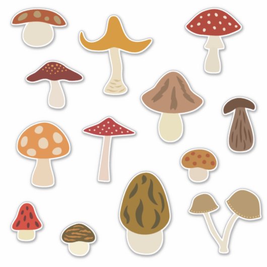 Herfst Paddenstoelen Vinyl Stickers (Voorkant)