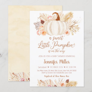 Herfst Pampas Grass Little Pumpkin Baby shower Kaart