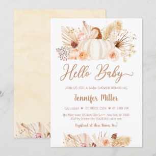 Herfst Pampas Grass Pumpkin Baby shower Kaart
