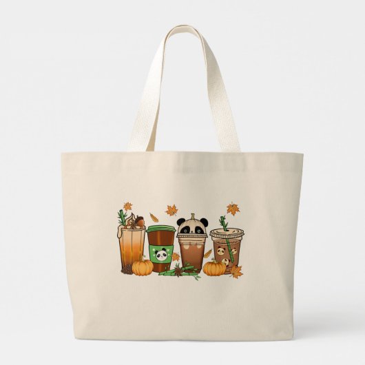 Herfst Panda Coffee Canvas tas (Achterkant)
