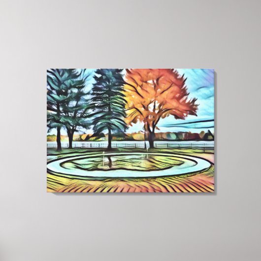 Herfst Park Scenery Canvas in gloeiende waterverve Afdruk (Voorkant)