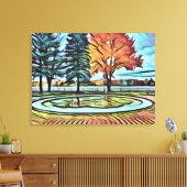 Herfst Park Scenery Canvas in gloeiende waterverve Afdruk (Insitu (Woonkamer))