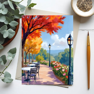 Herfst Park Wandel Aquarel Herfstblad Briefkaart