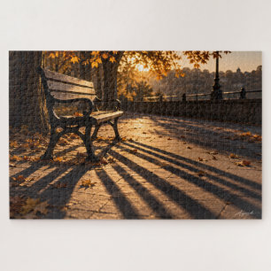 Herfst Parkbank Schaduw Fotografie Legpuzzel