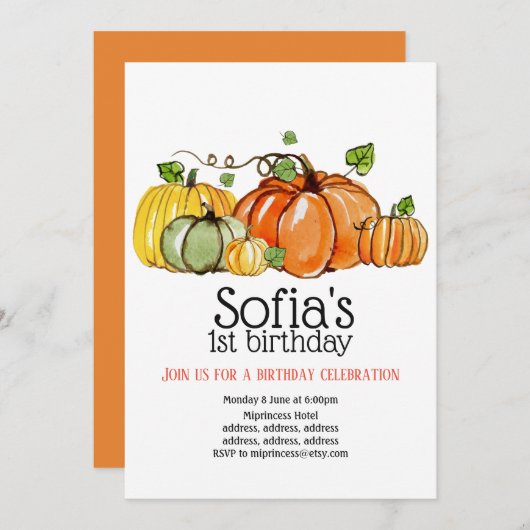 herfst party, pompoen, herfst, uitnodiging (Voorkant / Achterkant)