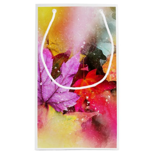 Herfst Pastel Maple Leaf waterverf Herfst Elegant Klein Cadeauzakje (Achterkant)