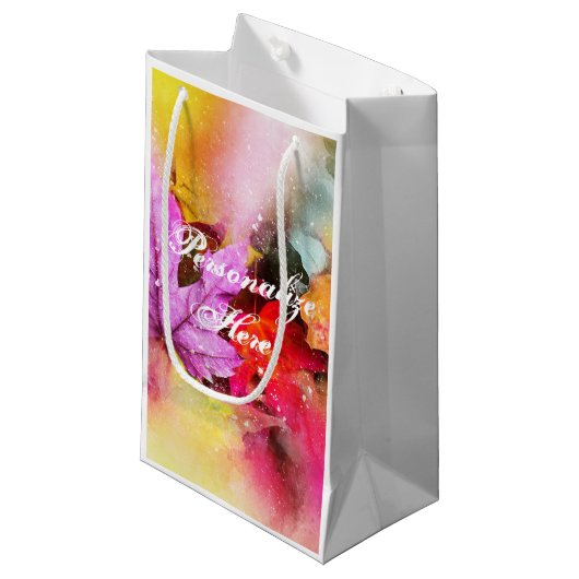 Herfst Pastel Maple Leaf waterverf Herfst Elegant Klein Cadeauzakje (Voorkant Gekanteld)