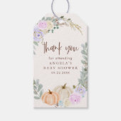 Herfst Pastel Pompoenen en Bloemen Baby shower Cadeaulabel (Voorkant)