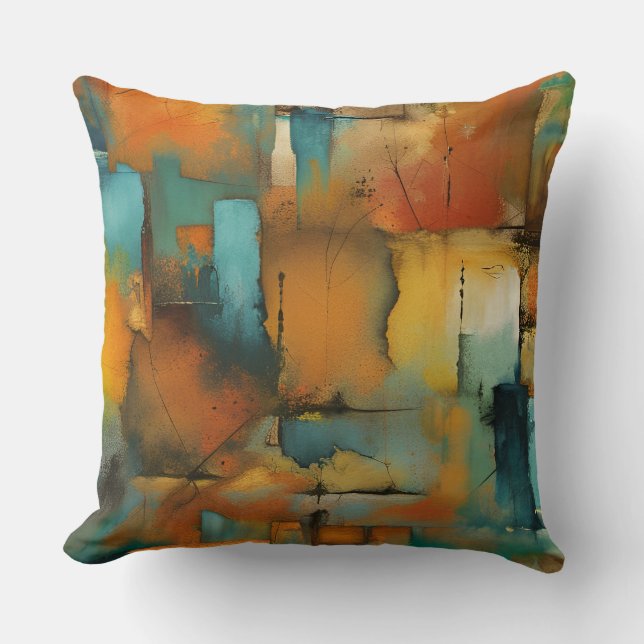 Herfst patchwork abstract kussen (Voorkant)
