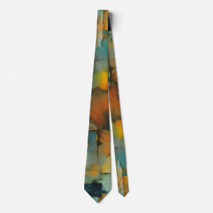 Herfst patchwork abstract stropdas