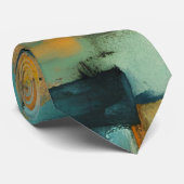 Herfst patchwork abstract stropdas (Opgerold)