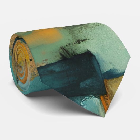 Herfst patchwork abstract stropdas (Opgerold)