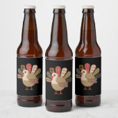 Herfst Patchwork QuiltedTurkije Thanksgiving Bier Etiket (Flessen)