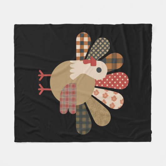 Herfst Patchwork QuiltedTurkije Thanksgiving Fleece Deken (Voorkant (Horizontaal))
