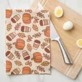 Herfst Patroon Naadloze Koffiepompoen Theedoek (Quarter Fold)