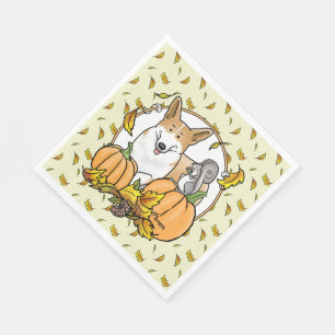 Herfst Pembroke Welsh Corgi (red 1) Pumpkins Cute Servet