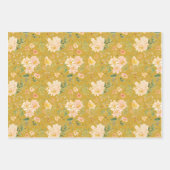 Herfst Perzik Bloem Waterverf op Ceylon Geel Inpakpapier Vel (Voorkant 2)