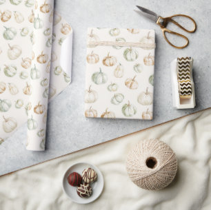 Herfst Perzik Munt Pompoenen Cadeaupapier