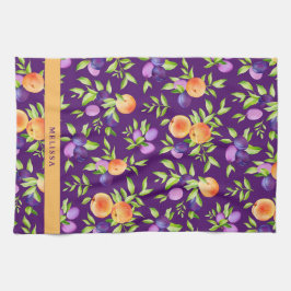 Herfst perziken Pruimen Paarse groene Sinaasappel  Theedoek