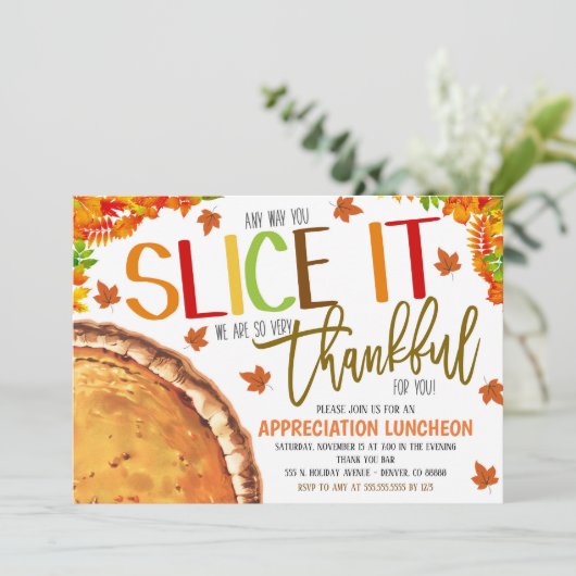 Herfst Pie Appreciation Invitation Kaart (Staand voorkant)