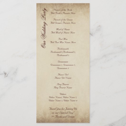 Herfst Pine Trees herfst Wedding Programs Programma (Achterkant)