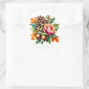 Herfst Pinecone Ronde Sticker