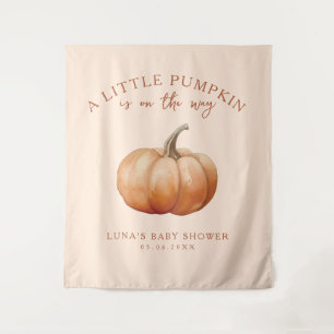 Herfst Plaid Een beetje pompoen Baby shower achter Wandkleed