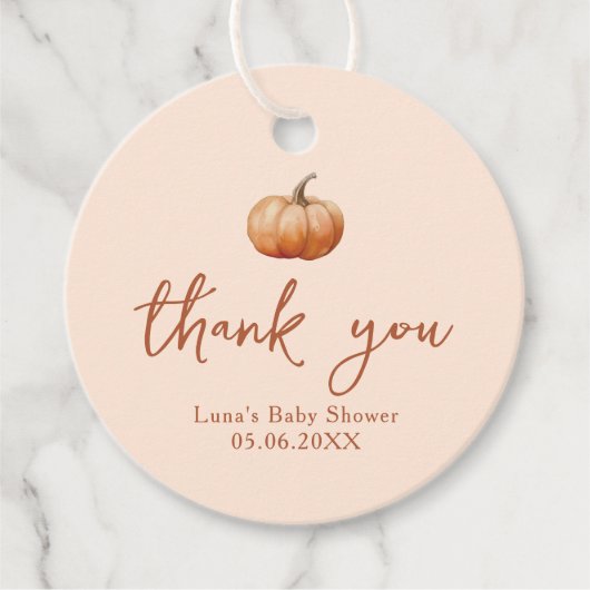 Herfst Plaid een beetje pompoen Baby shower Bedankjes Labels (Voorkant)