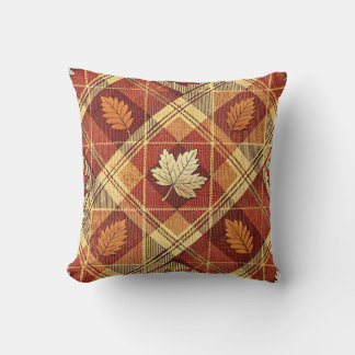 Herfst Plaid Esdoornbladeren Rustieke Rode Tartan Kussen