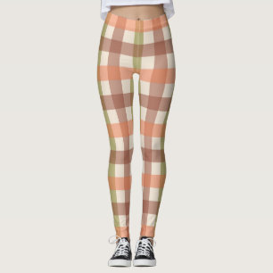 Herfst Plaid Patroon in Oranje Groen en Bruin Leggings