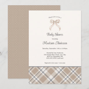 Herfst Plaid Ribbon neutraal gender baby shower Kaart