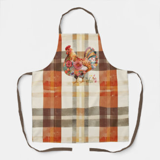 Herfst Plaid schort met Kleurrijk Haan Ontwerp