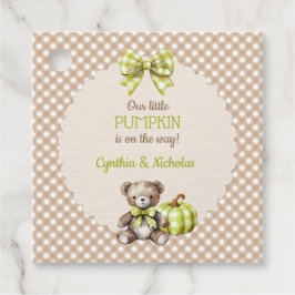 Herfst Plaid Teddy Bear Pompoenbladeren Bedankjes Labels