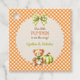 Herfst Plaid Teddy Bear Pompoenbladeren Bedankjes Labels