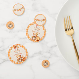 Herfst Plaid Teddy Bear Pompoenbladeren Confetti